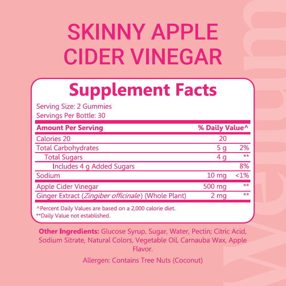 Wellum Skinny Apple Cider Vinegar 60ct Gummies