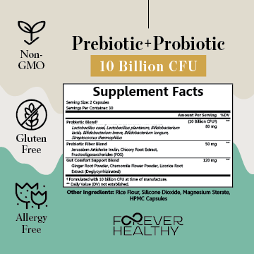 Prebiotic + Probiotic 10 Billion CFU 60ct Capsules