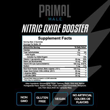 primal male nitric oxide booster supplement facts