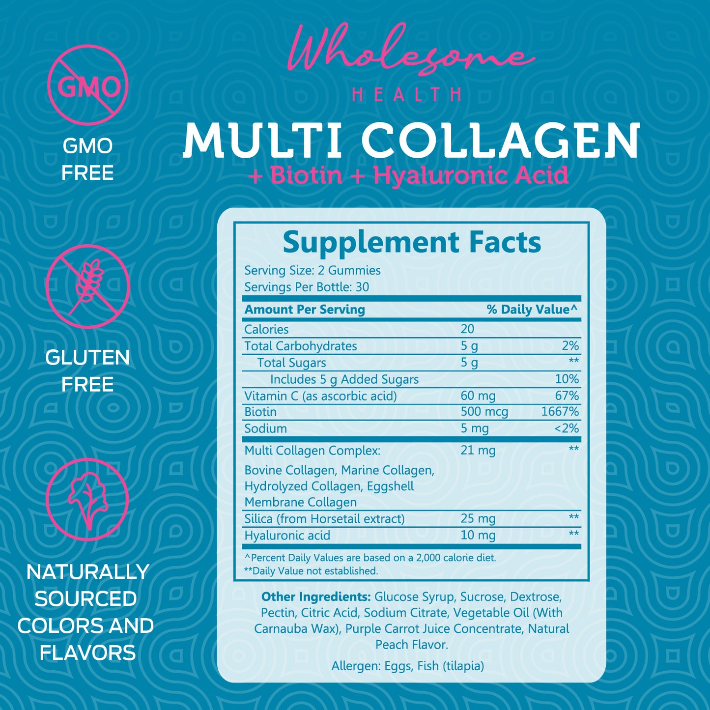 Multi Collagen - Biotin + Hyaluronic Acid 60ct Gummies