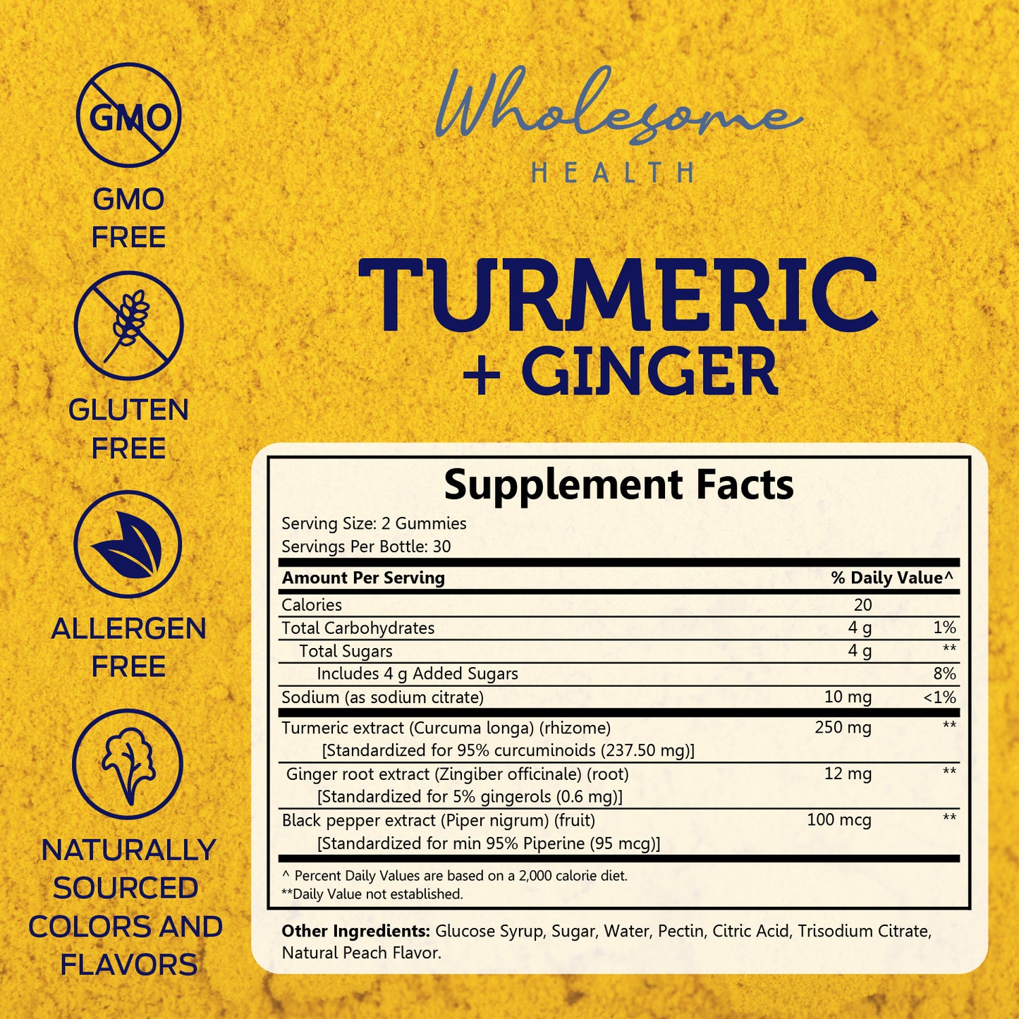 wholesome health turmeric ginger supplement facts