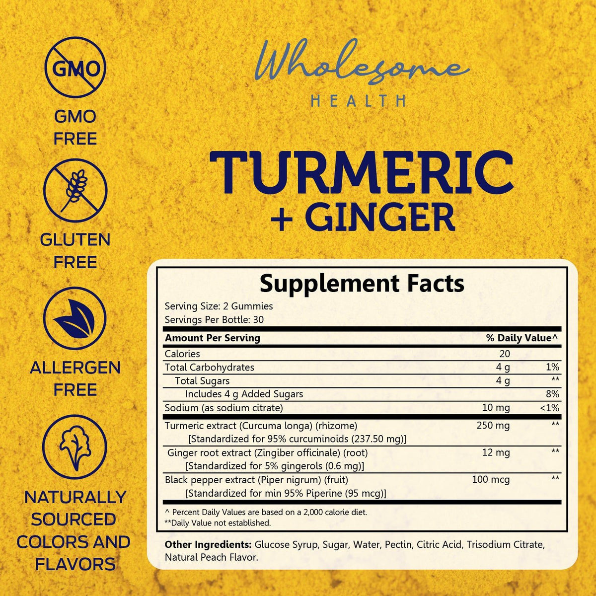 wholesome health turmeric ginger supplement facts
