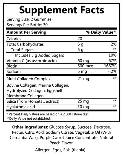 Multi Collagen - Biotin + Hyaluronic Acid 60ct Gummies