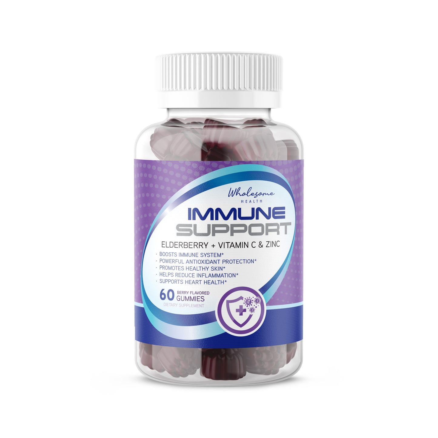 Immune Support - Elderberry + Vitamin C + Zinc 60ct Gummies
