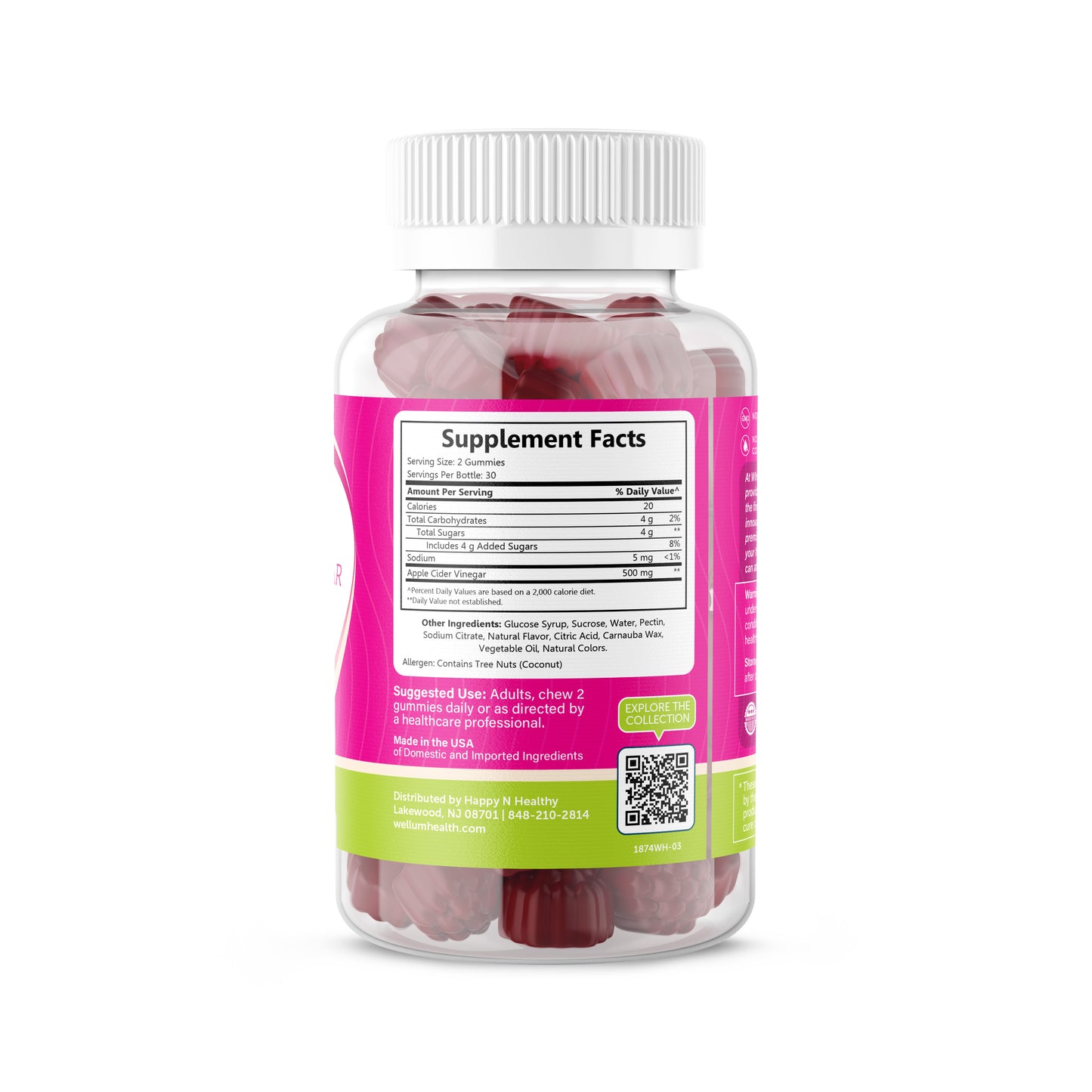 wholesome health apple cider vinegar supplement facts