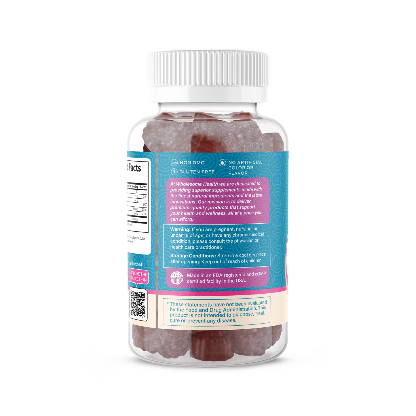 back label of collagen gummy bottle