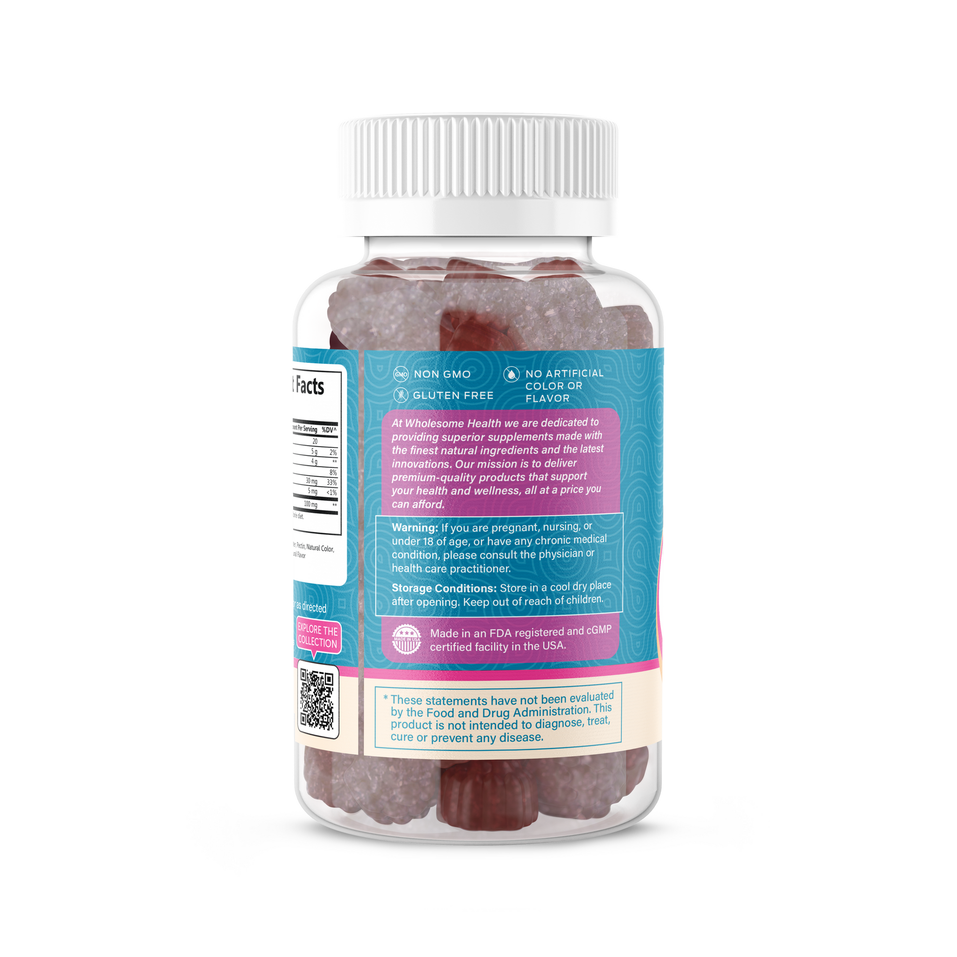 back label of collagen gummy bottle