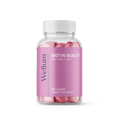 Wellum Biotin Beauty - Hair + Skin + Nails 60ct Gummies