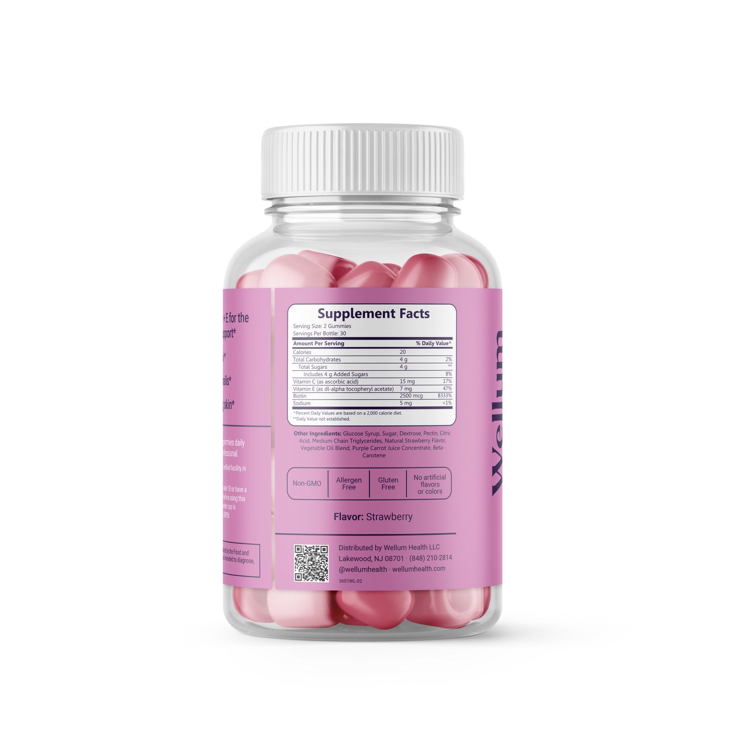 Wellum Biotin Beauty - Hair + Skin + Nails 60ct Gummies