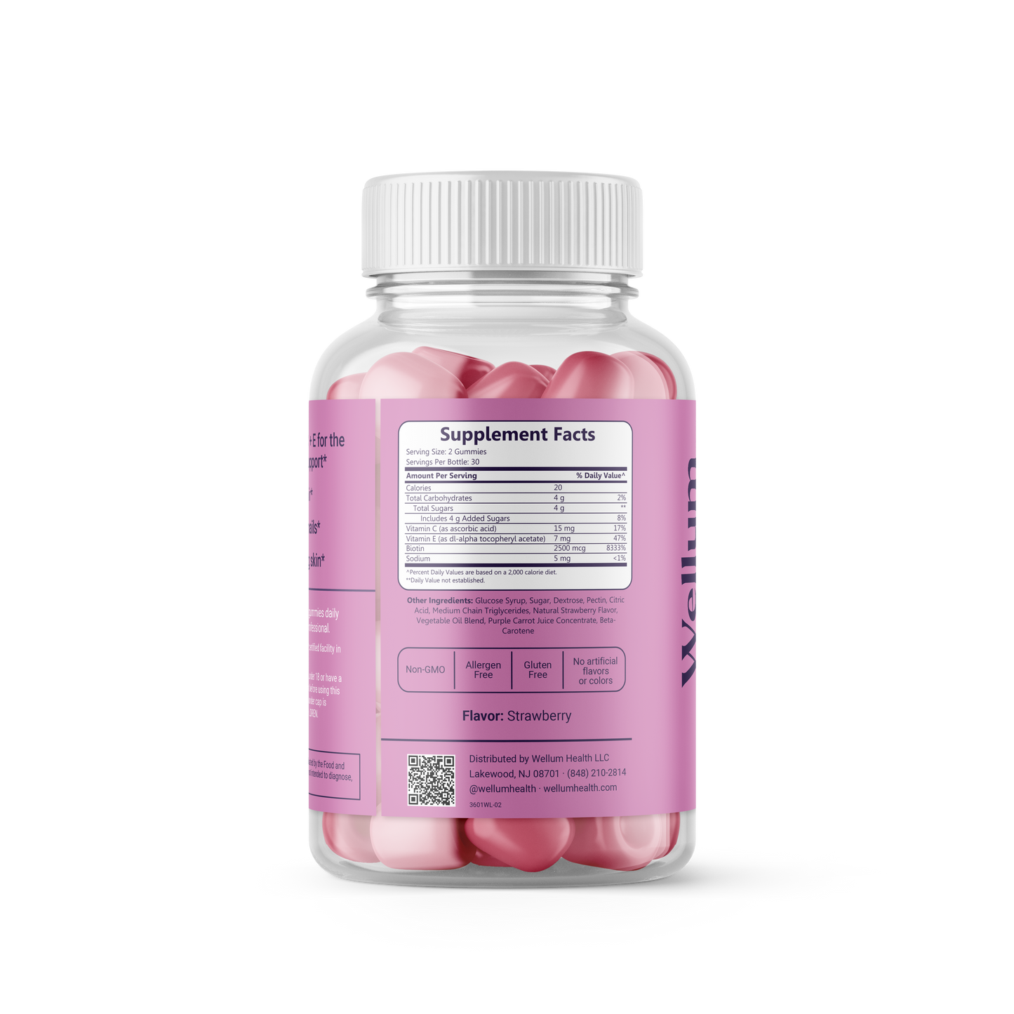 Wellum Biotin Beauty - Hair + Skin + Nails 60ct Gummies