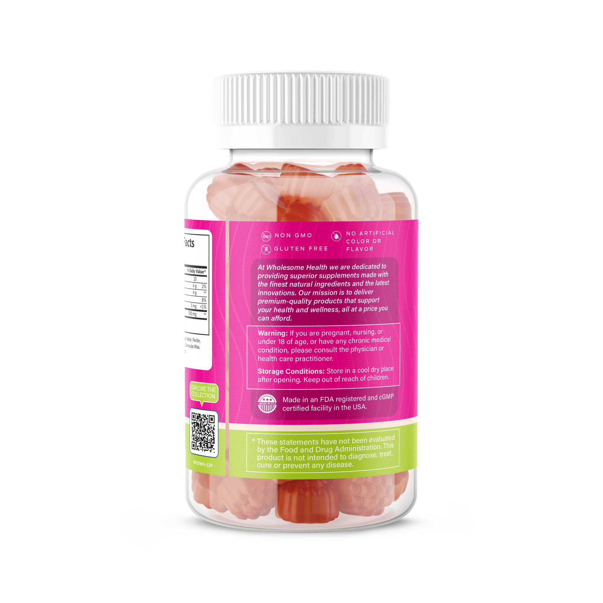 wholesome health skinny apple cider vinegar bottle side