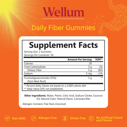 Wellum Daily Fiber Pouch 60ct Gummies