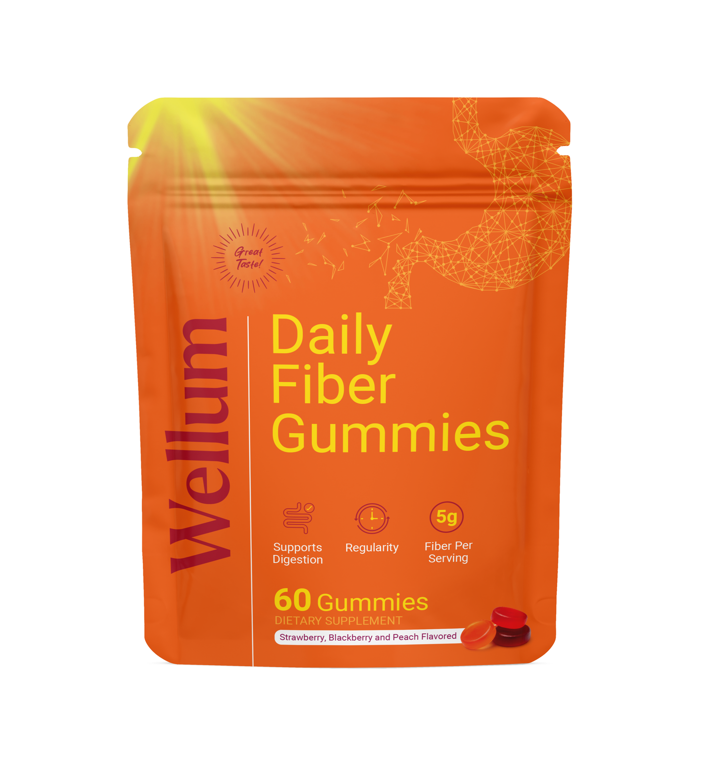 Wellum Daily Fiber Pouch 60ct Gummies
