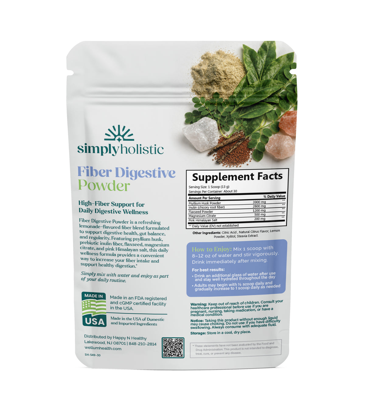 Simply Holistic Fiber Digestive Powder Pouch