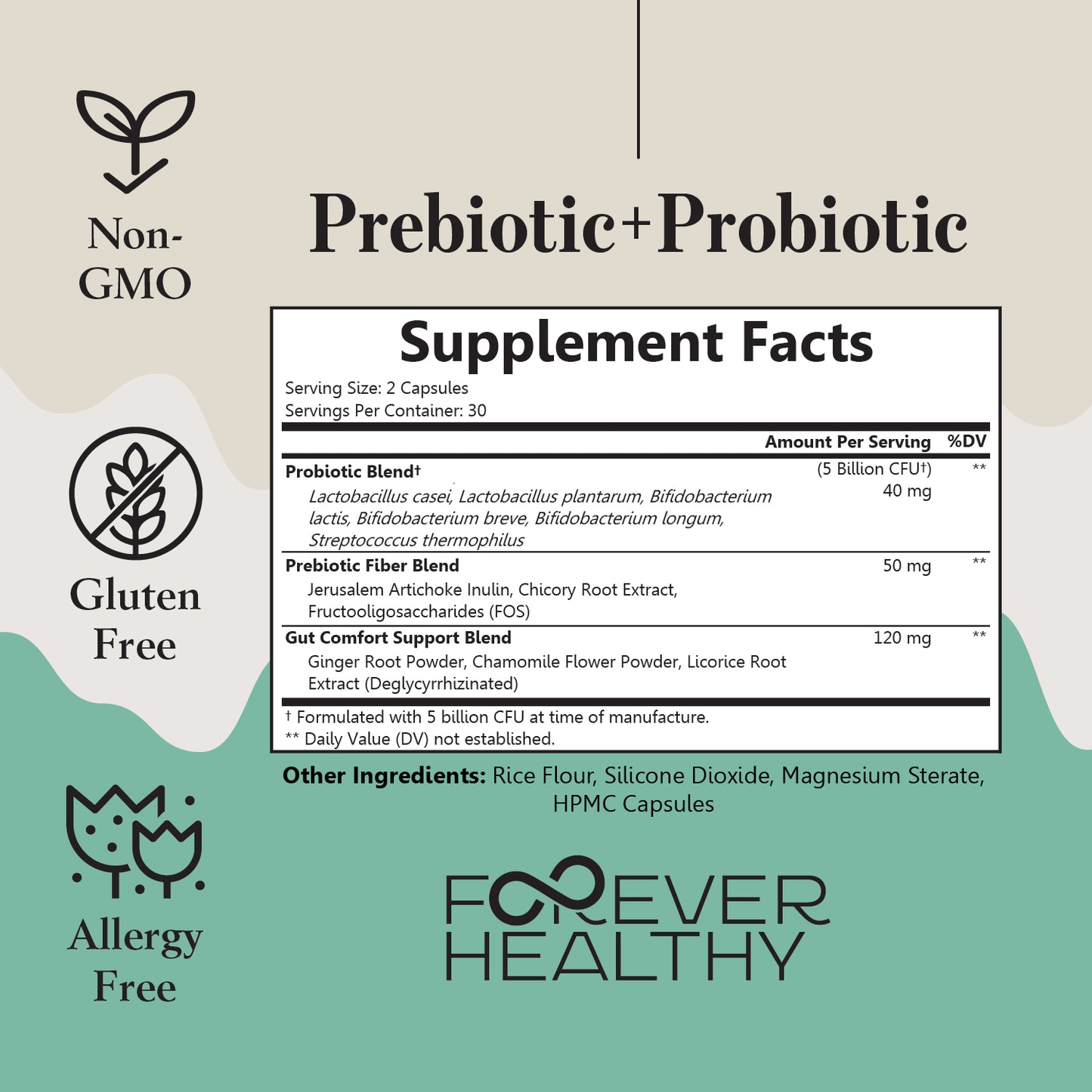 Prebiotic + Probiotic 5 billion CFU 60ct Capsules