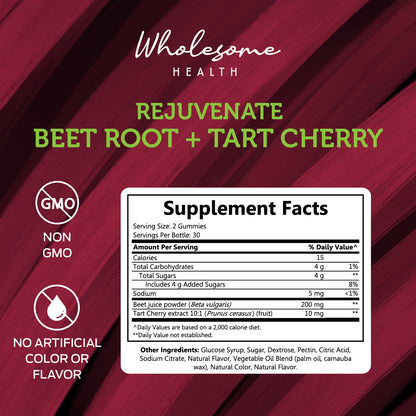 whole health rejuvenate beet root and tart cherry supplement facts