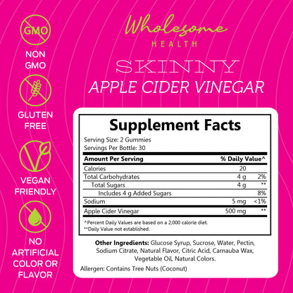 wholesome health apple cider vinegar supplement facts