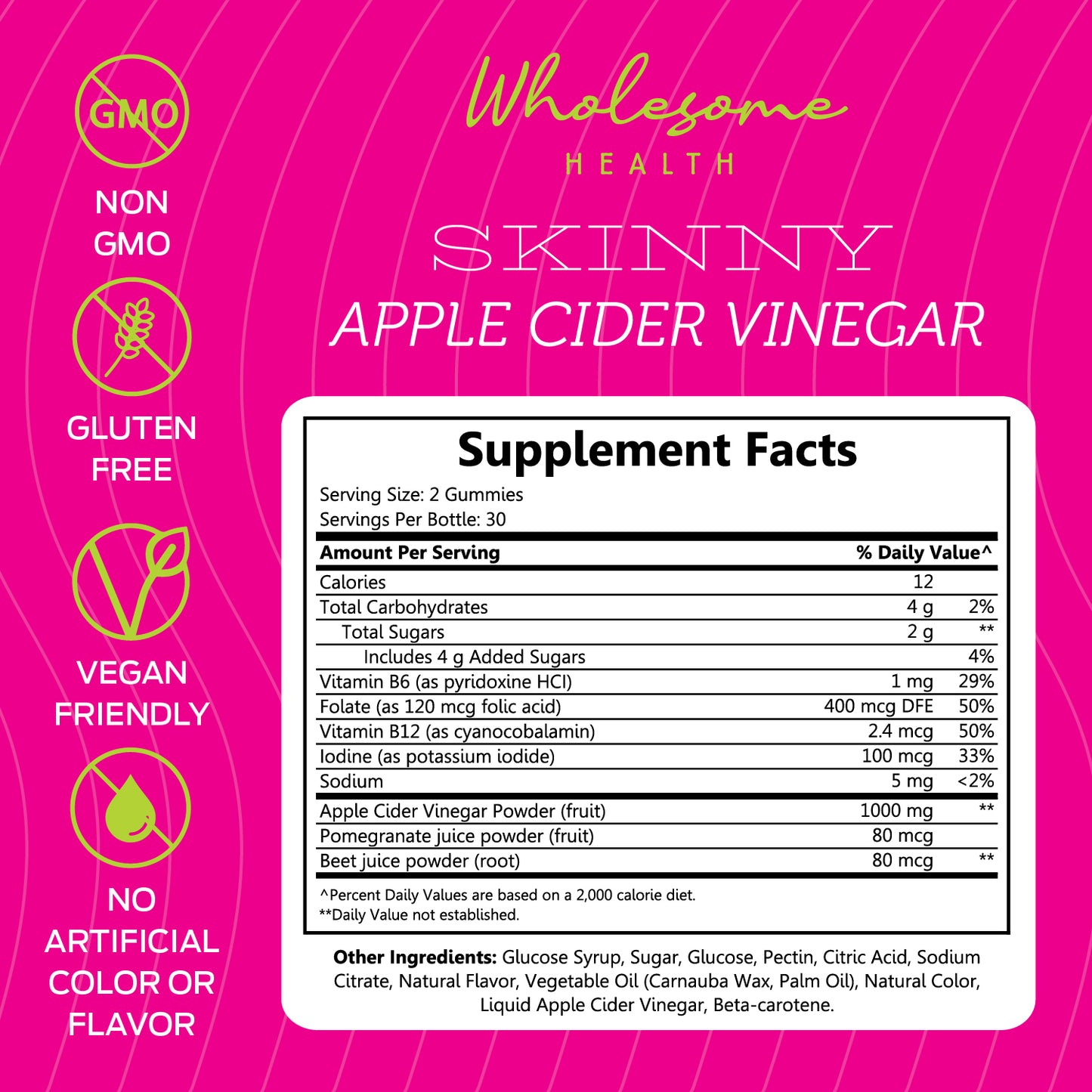 wholesome health apple cider vinegar supplement facts