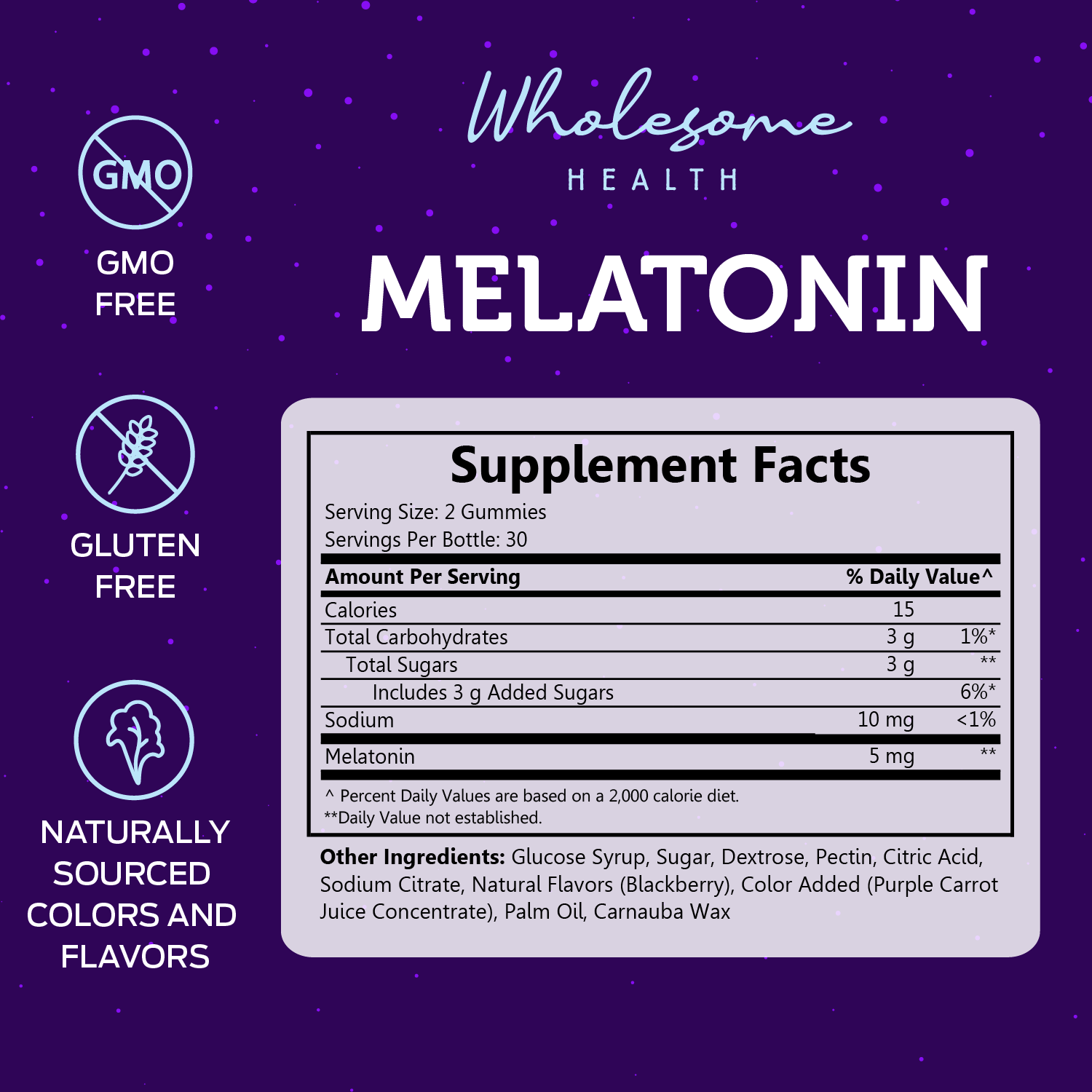 wholesome health melatonin supplement facts