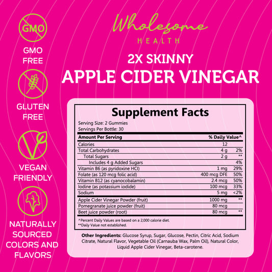2x Skinny Apple Cider Vinegar 60ct Gummies