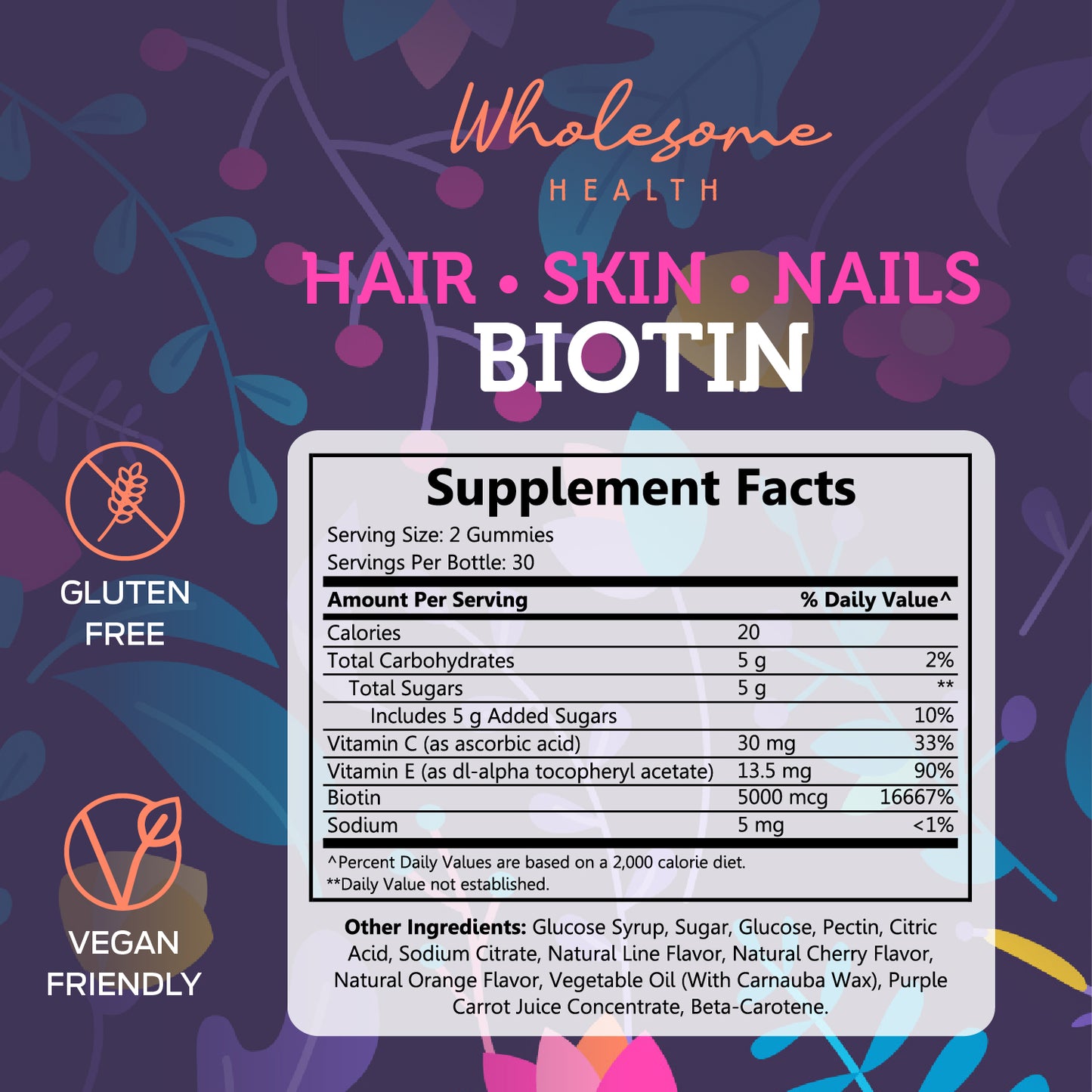 Hair, Skin, Nails Biotin 60ct Gummies