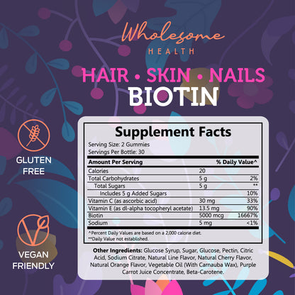 Hair, Skin, Nails Biotin 60ct Gummies