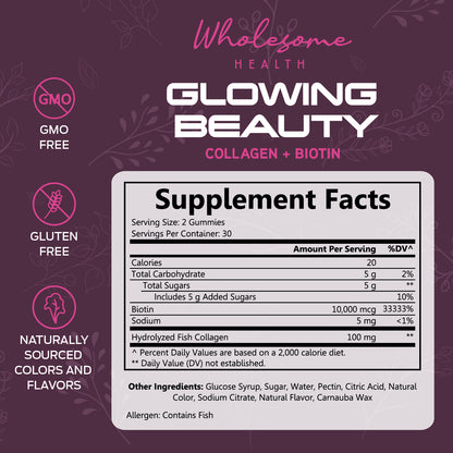 Glowing Beauty - Collagen + Biotin 60ct Gummies