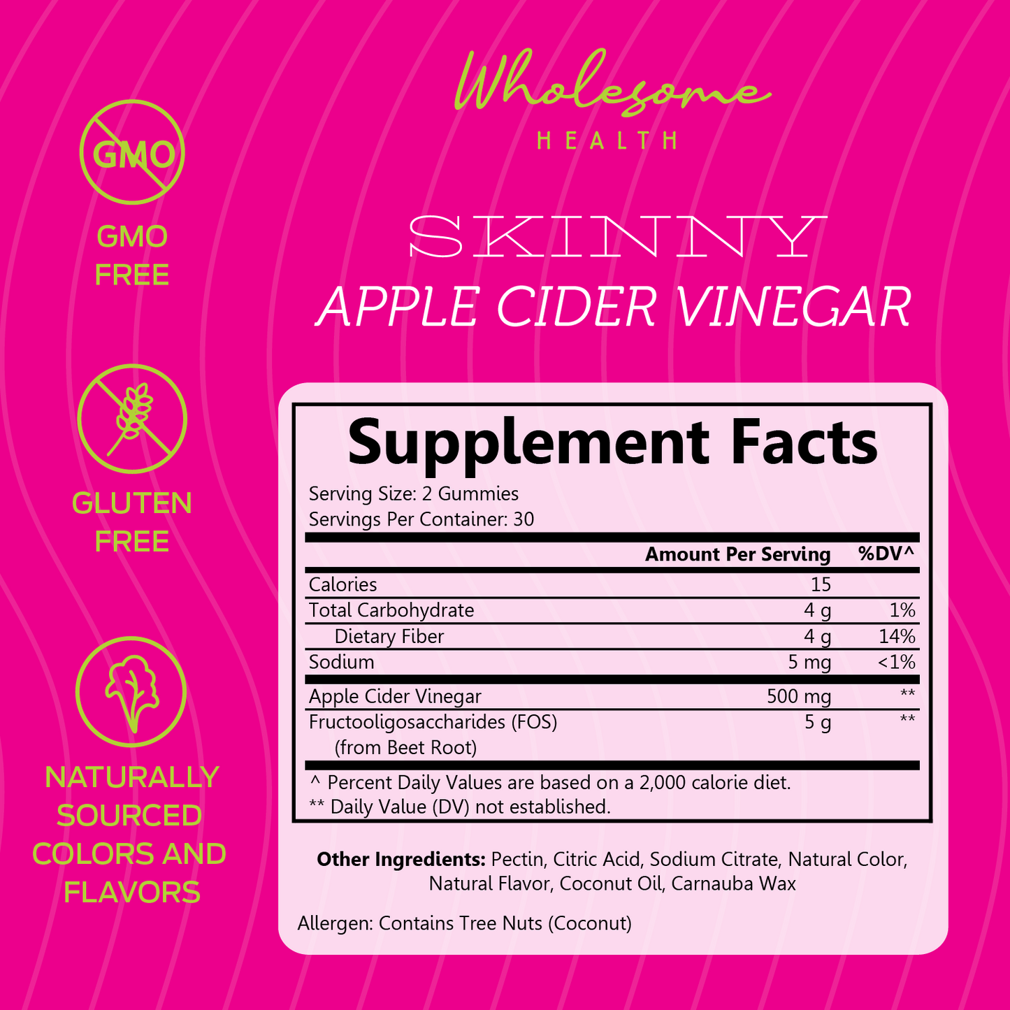 wholesome health apple cider vinegar supplement facts