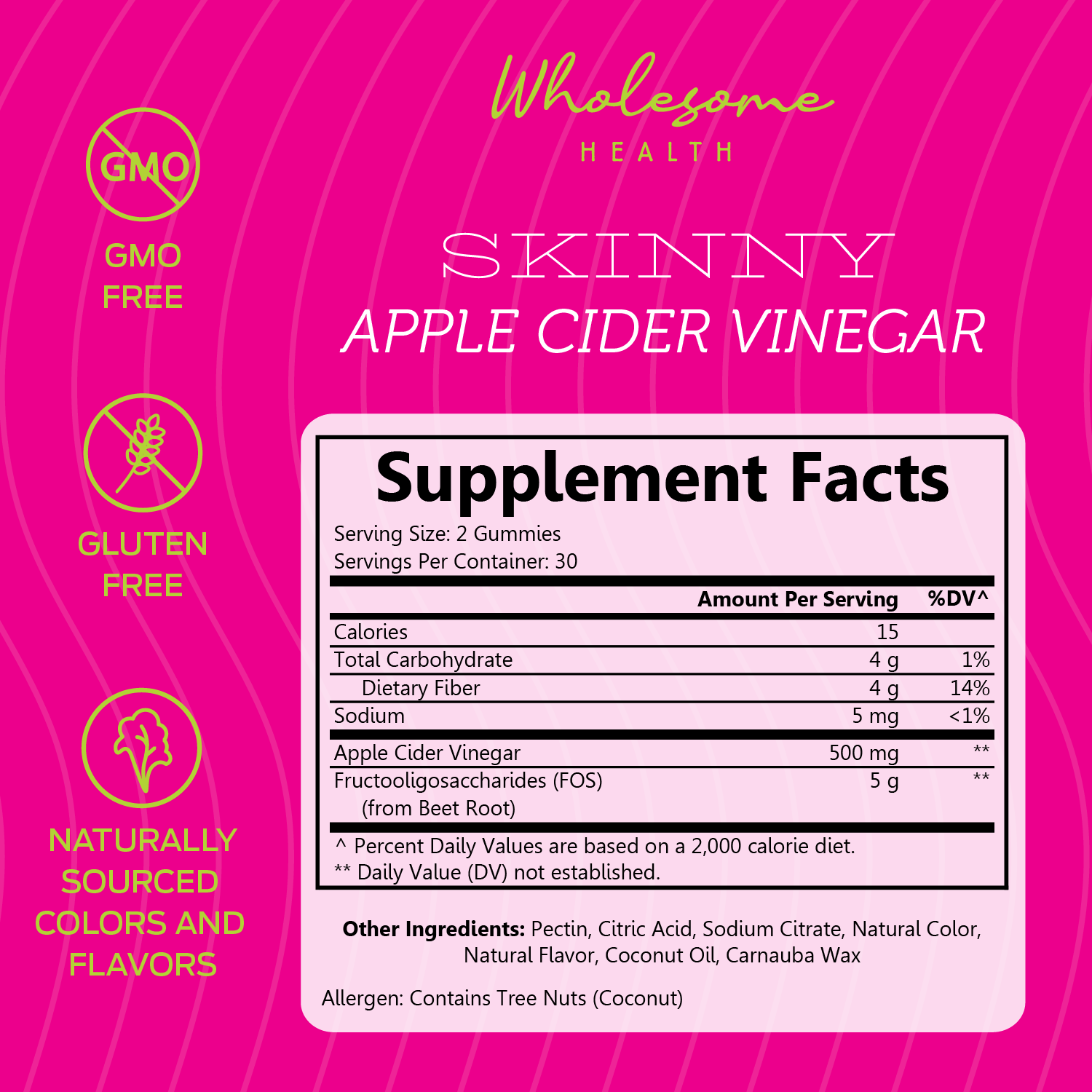 wholesome health apple cider vinegar supplement facts