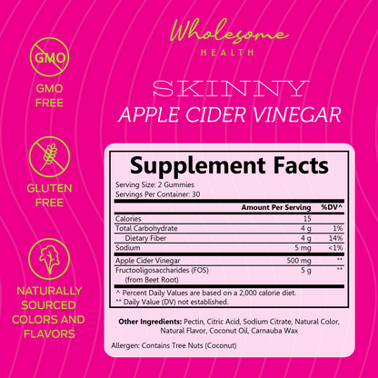 wholesome health apple cider vinegar supplement facts